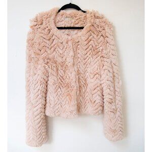 ALICE AND OLIVIA Genuine Rabbit Fur Beige Jacket sz L